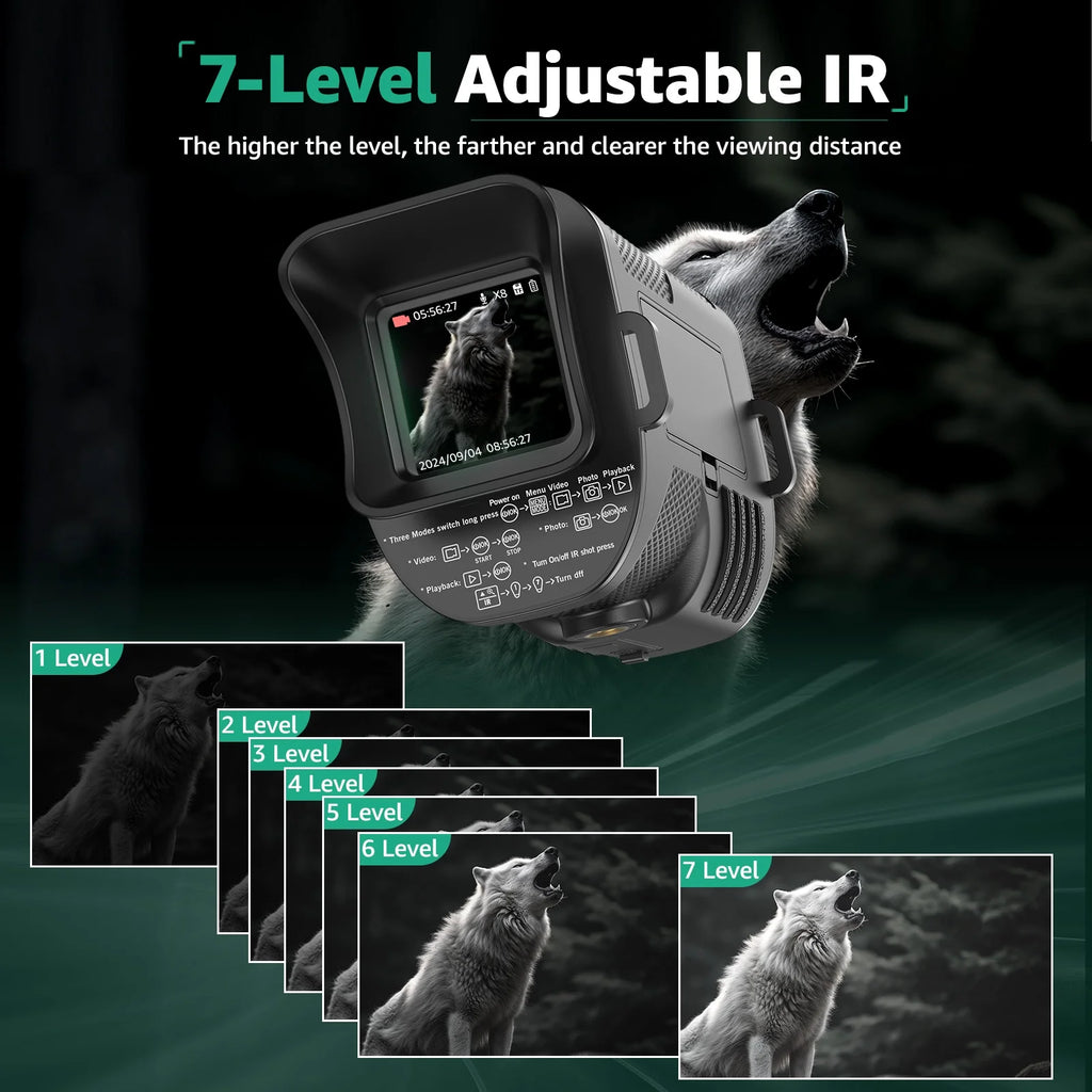 Night Vision Monocular, 8X Digital Zoom, 100% Darkness Infrared Night Vision Monocular for Adult Hunting Camping, 32G